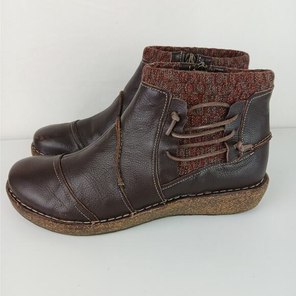 Aetrex SZ 10 Women's Tessa Sweater Ankle Boot Brown Leather SD902W - Picture 5 of 10